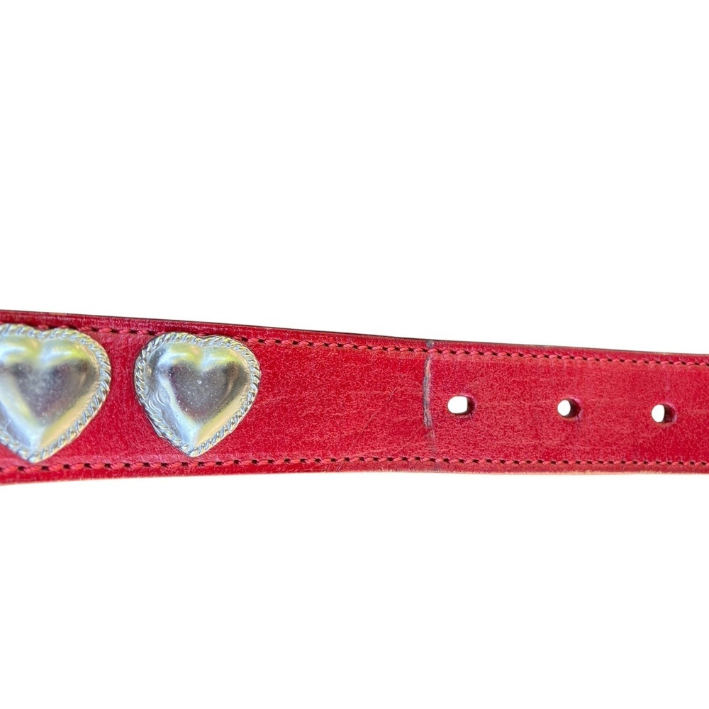 Vintage Red Leather Western Heart Belt Size S/M Silver Concho 90s  Leather Shop - Picture 5 of 6